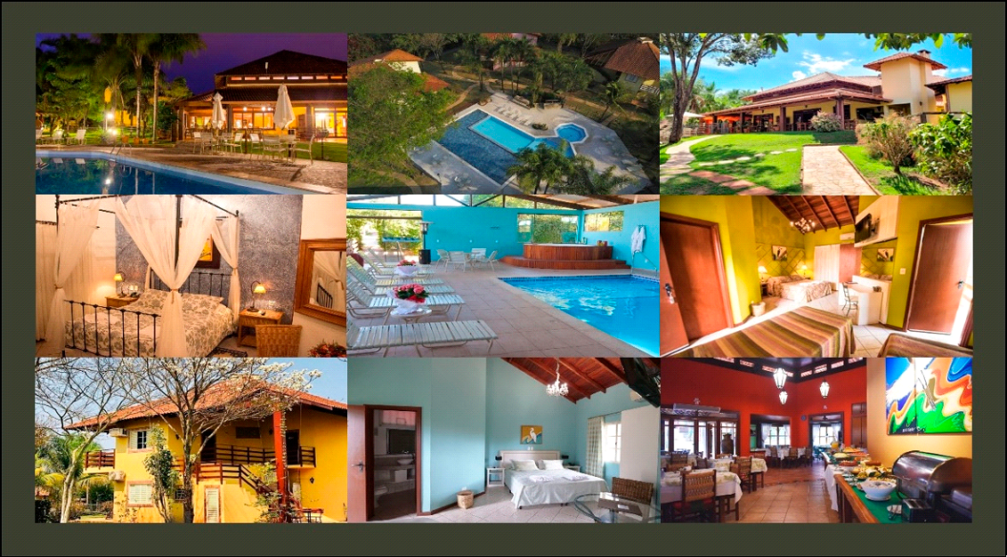 ÁGUAS DE BONITO: _Bonito town; _Large green area; _Super comfortable rooms; _Adult and children and warm swimming pools.